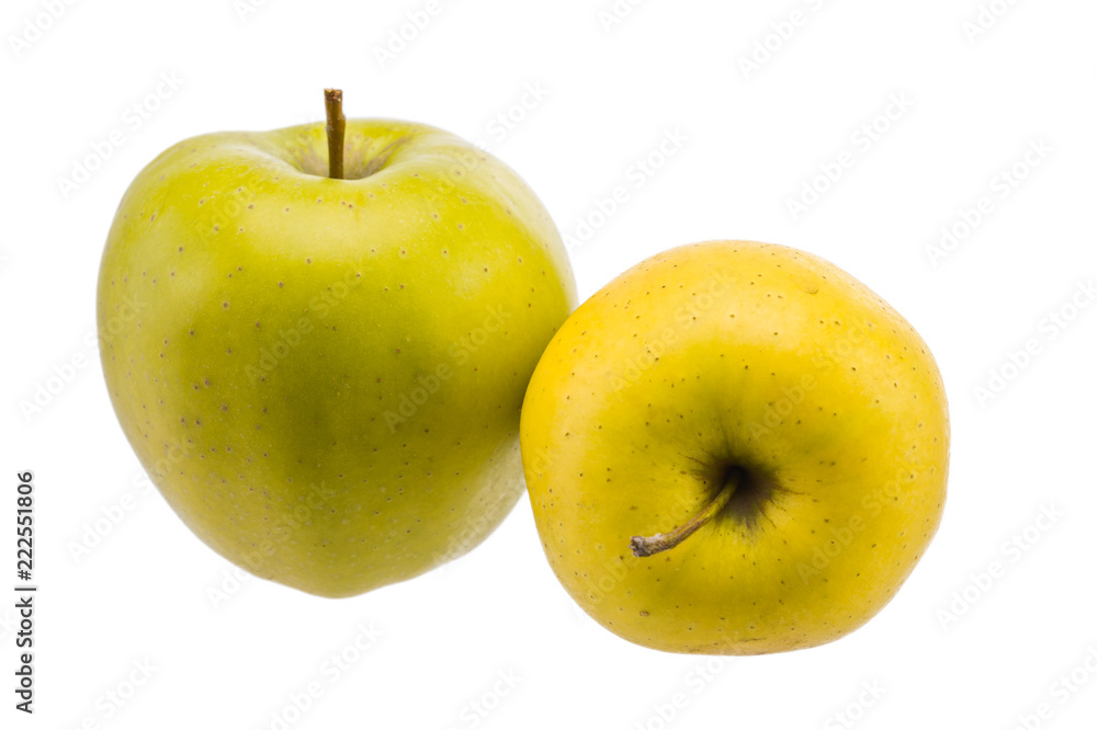 ripe pears and apples close-up isolated on white background