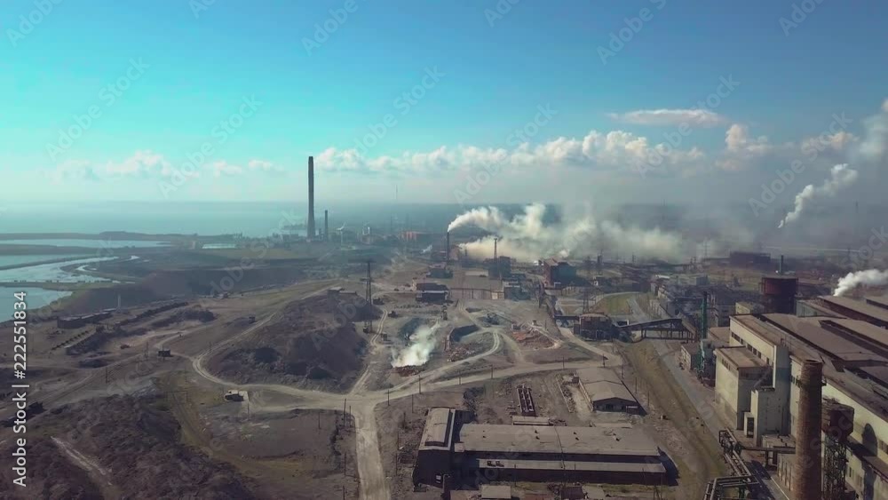 Aerial view. Industry plant. Smoke pipes Aerial view. Industry plant. Smoke pipes