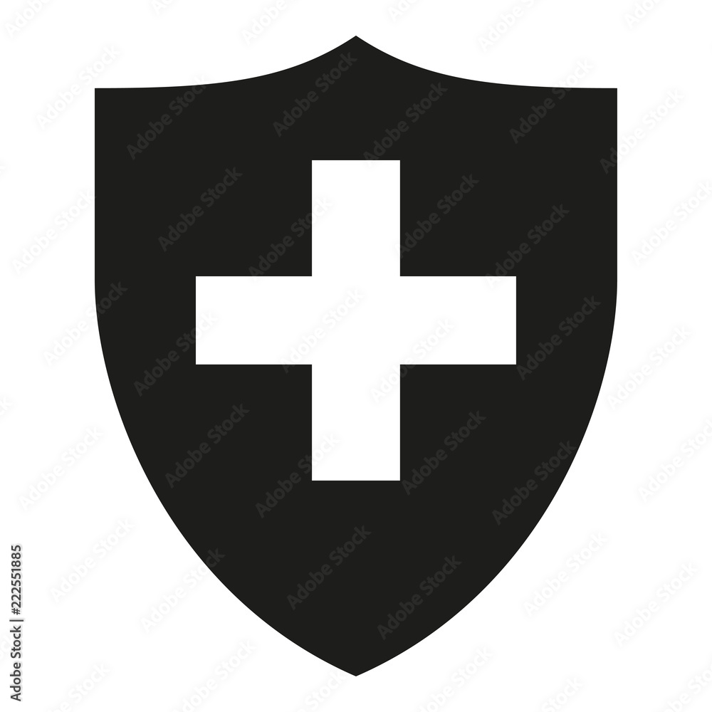 Black white shield with cross silhouette Black white shield with cross silhouette