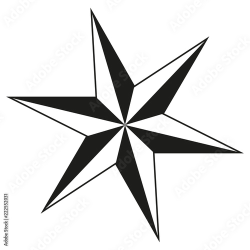 Black and white 6 point star silhouette