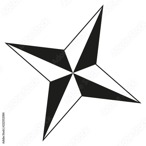 Black and white 4 point star silhouette