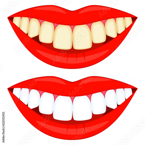 Colorful cartoon white and yellow smiles