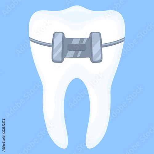 Colorful cartoon healthy tooth in brace