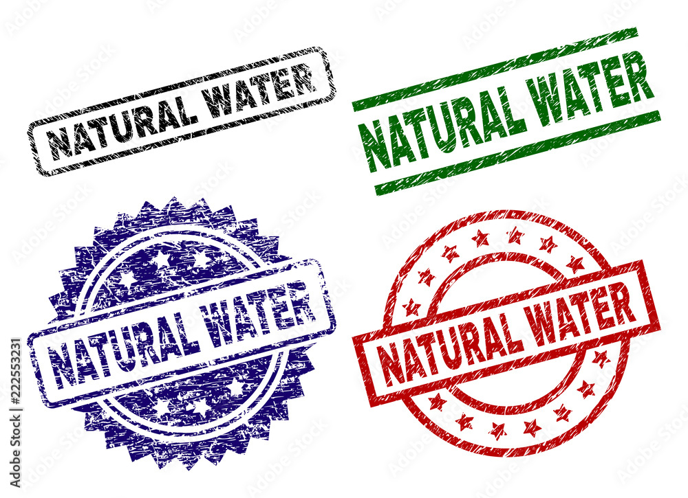 NATURAL WATER seal prints with corroded texture. Black, green,red,blue vector rubber prints of NATURAL WATER title with dust texture. Rubber seals with round, rectangle, medallion shapes. NATURAL WATER seal prints with corroded texture. Black, green,red,blue vector rubber prints of NATURAL WATER title with dust texture. Rubber seals with round, rectangle, medallion shapes.