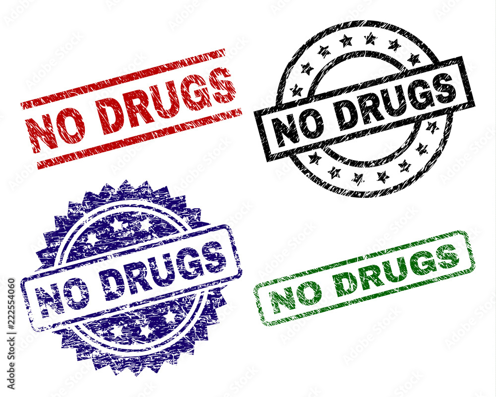 NO DRUGS seal prints with corroded texture. Black, green,red,blue vector rubber prints of NO DRUGS caption with corroded texture. Rubber seals with circle, rectangle, medal shapes. NO DRUGS seal prints with corroded texture. Black, green,red,blue vector rubber prints of NO DRUGS caption with corroded texture. Rubber seals with circle, rectangle, medal shapes.