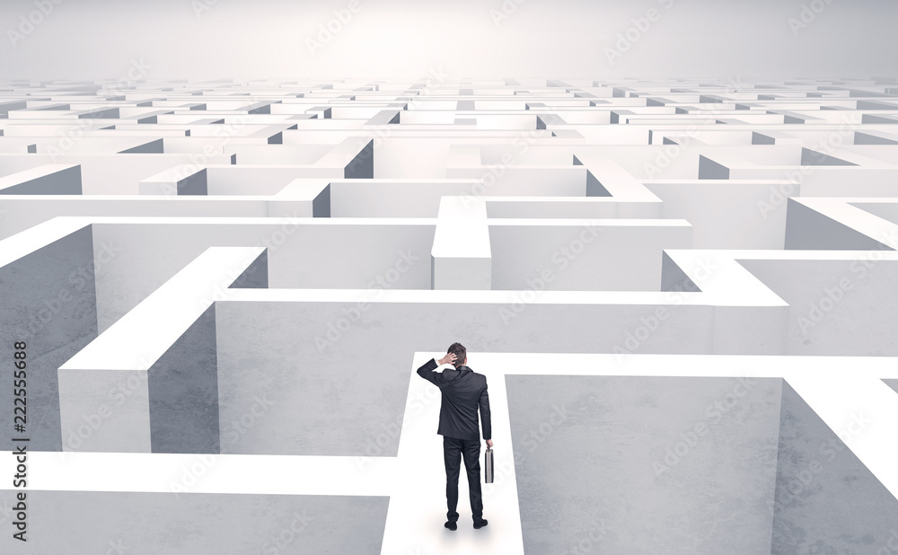 Small businessman in a middle of a huge maze
Small businessman in a middle of a huge maze