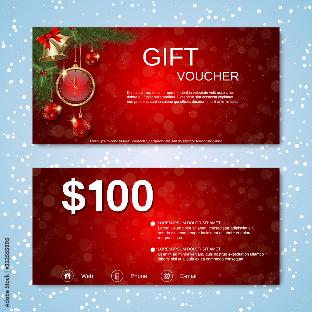 Christmas and New Year discount coupon, gift voucher, invitation card vector template Christmas and New Year discount coupon, gift voucher, invitation card vector template