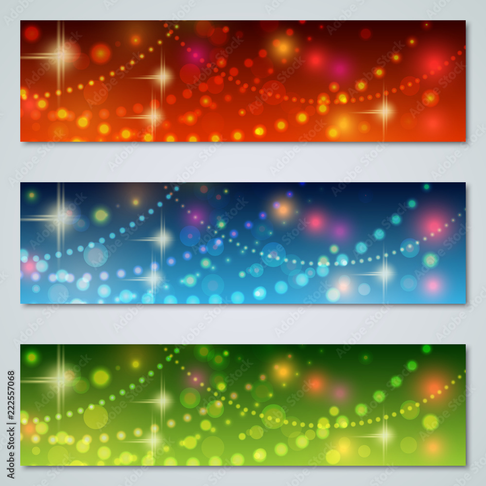 Christmas and New Year colorful vector banners collection