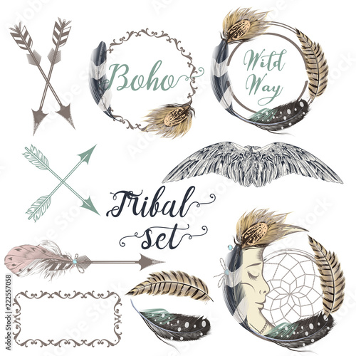 Collection of vector boho logotype design