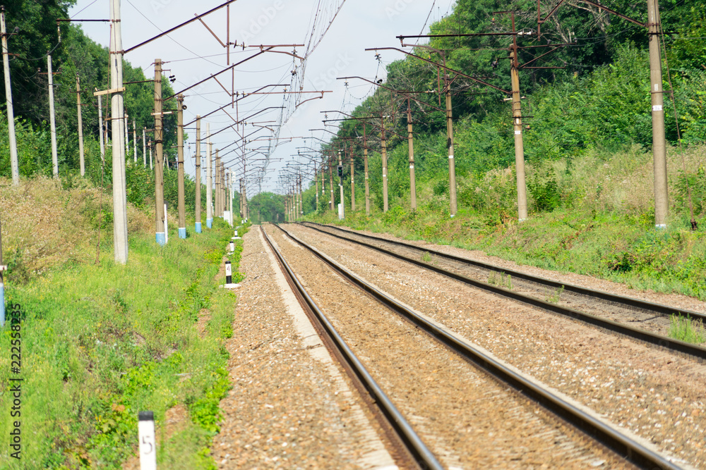 Railway for trains and electric trains. Place for your text. Railway for trains and electric trains. Place for your text.