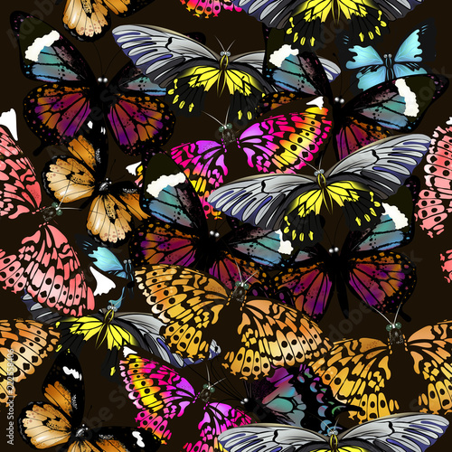 Fashion beautiful vector pattern with colorful butterflies © Mary fleur
