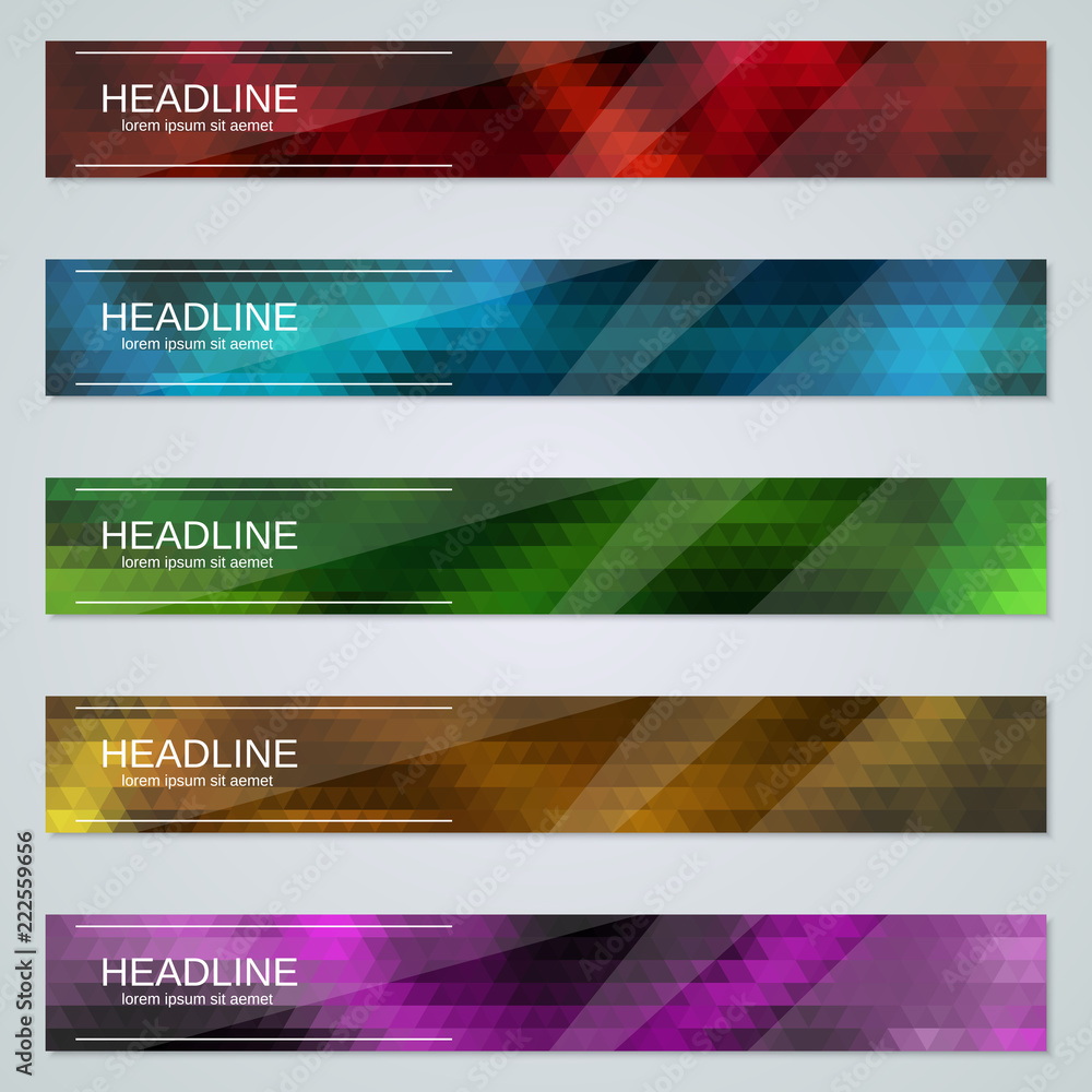 Fototapeta premium Abstract geometric style colorful web banners vector templates collection