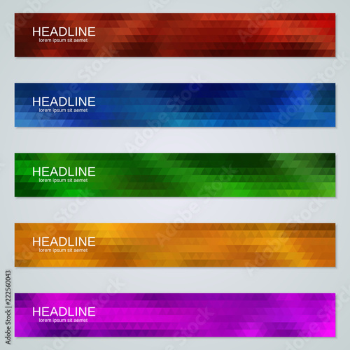 Abstract geometric style colorful web banners vector templates collection