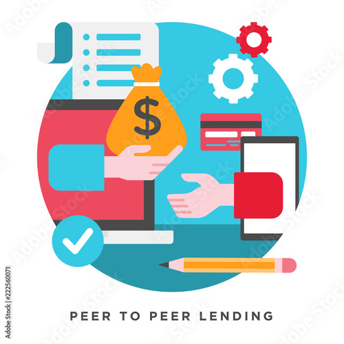 Flat vector illustration of peer to peer lending concepts. Elements for mobile and web applications.