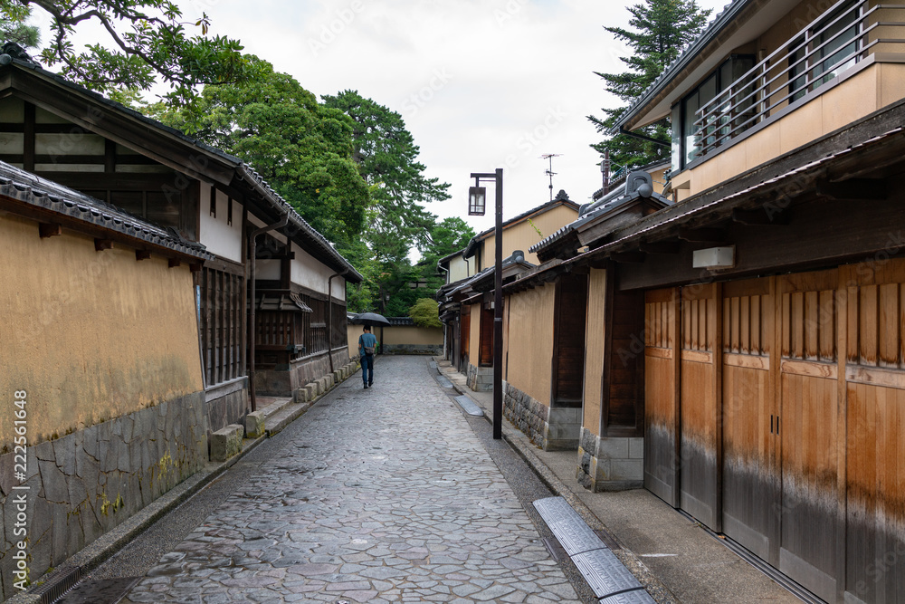 The Good Old Japanese Street at Bukeyashikiato, Kanazawa, Ishikawa, Japan 金沢武家屋敷跡通り