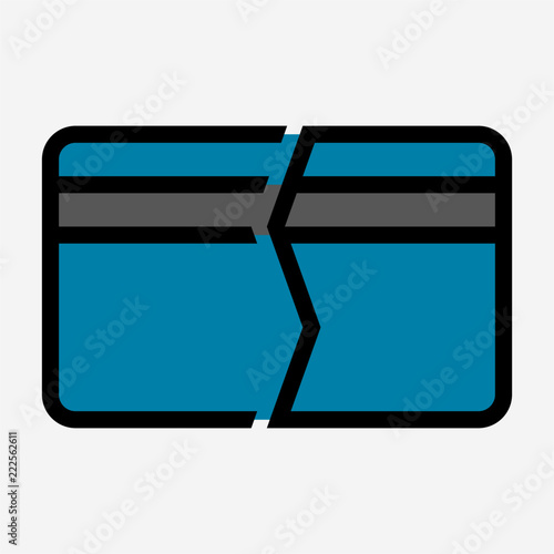 Coloured outline magnetic stripe credit card is broken pixel perfect vector icon