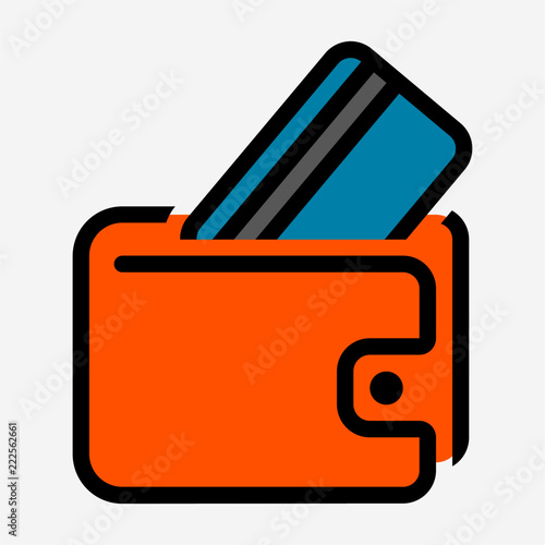 Coloured outline keep magnetic stripe credit card in wallet pixel perfect vector icon