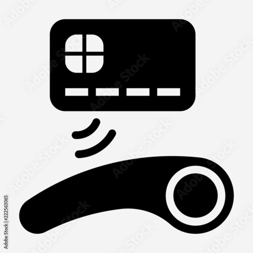 Glyph contactless payment by credit card pixel perfect vector icon