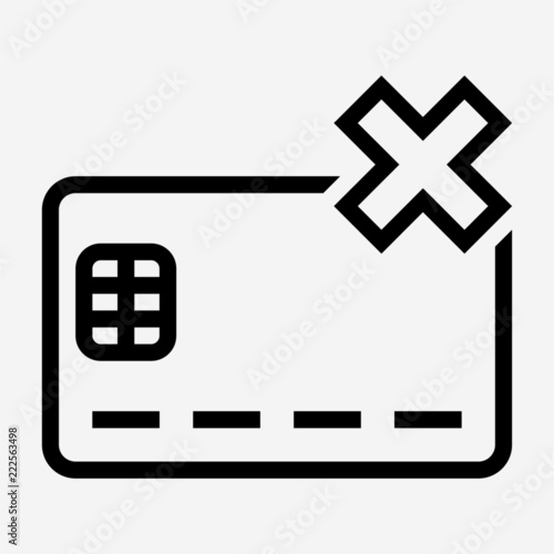 Outline magnetic stripe credit card is delete pixel perfect vector icon