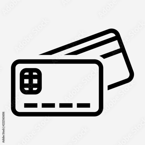 Outline chip card back and front pixel perfect vector icon