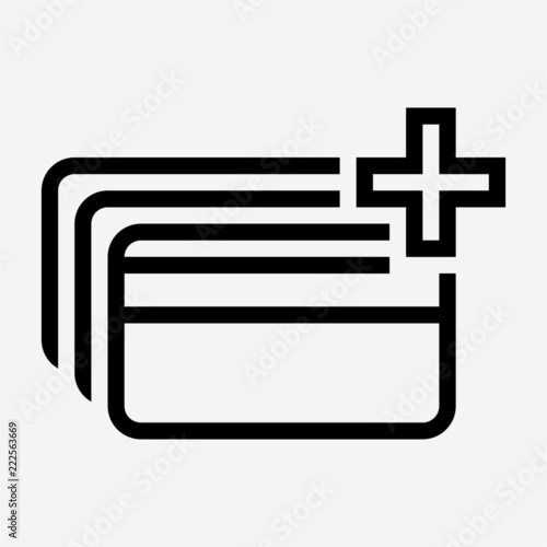 Outline add magnetic stripe credit card pixel perfect vector icon