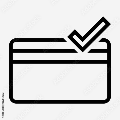 Outline magnetic stripe credit card is verified pixel perfect vector icon
