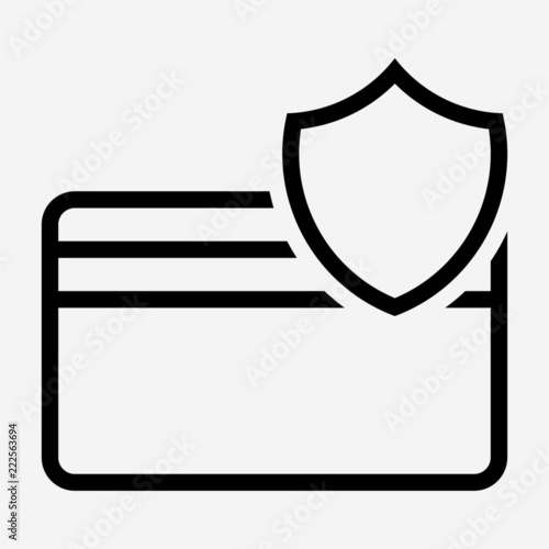 Outline magnetic stripe credit card is protected pixel perfect vector icon