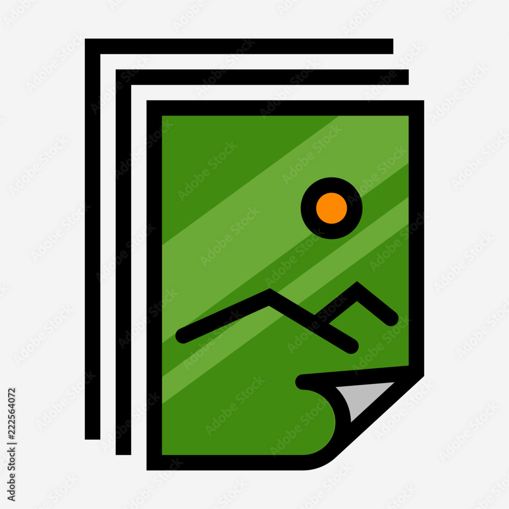 Coloured outline photo printing paper pixel perfect vector icon Coloured outline photo printing paper pixel perfect vector icon
