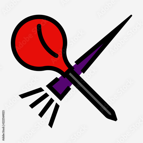 Coloured outline cleaning tools pixel perfect vector icon