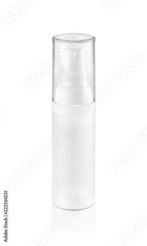 blank packaging white plastic serum bottle isolated on white background with clipping path ready for cosmetic product design