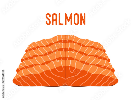 Vector salmon seafood. Fresh fish, orange fillet