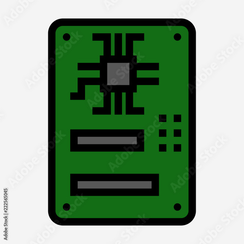 Coloured outline motherboard pixel perfect vector icon