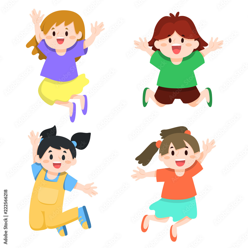 Happy Children Jumping Illustration Happy Children Jumping Illustration