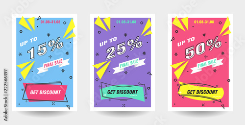 Trendy flat geometric vector banner set. 