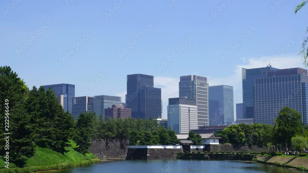 東京都市風景・皇居・桜田門と丸の内高層ビル群 東京都市風景・皇居・桜田門と丸の内高層ビル群
