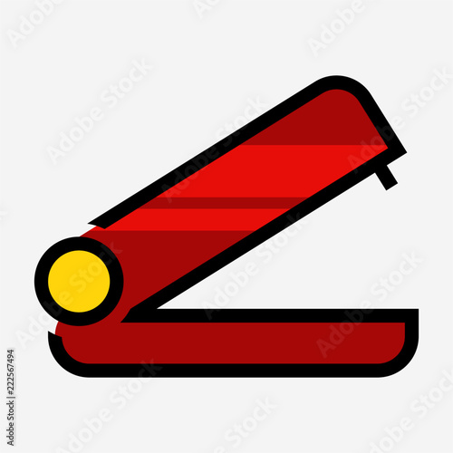 Coloured outline paper stapler pixel perfect vector icon