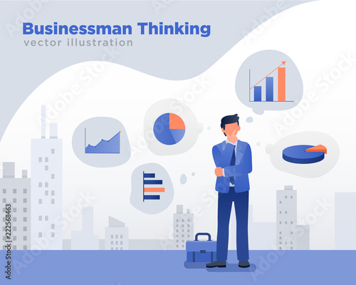 Businessman thinking ideas illustration