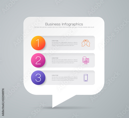 Infographics design vector and business icons with 3 options.