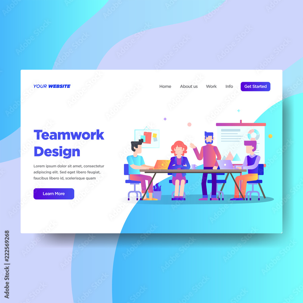 Landing page template of Teamwork Design. Modern flat design concept of web page design for website and mobile website.Vector illustration