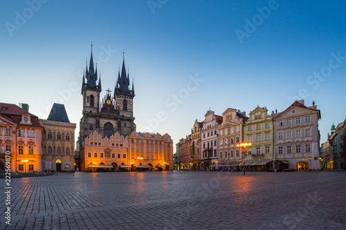 Old town square at night in Prague city, Czech Republic
