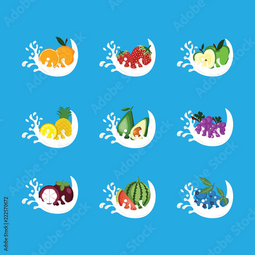 Fruit Splashed Fresh Dairy Milk Juice Healthy Drink Set
