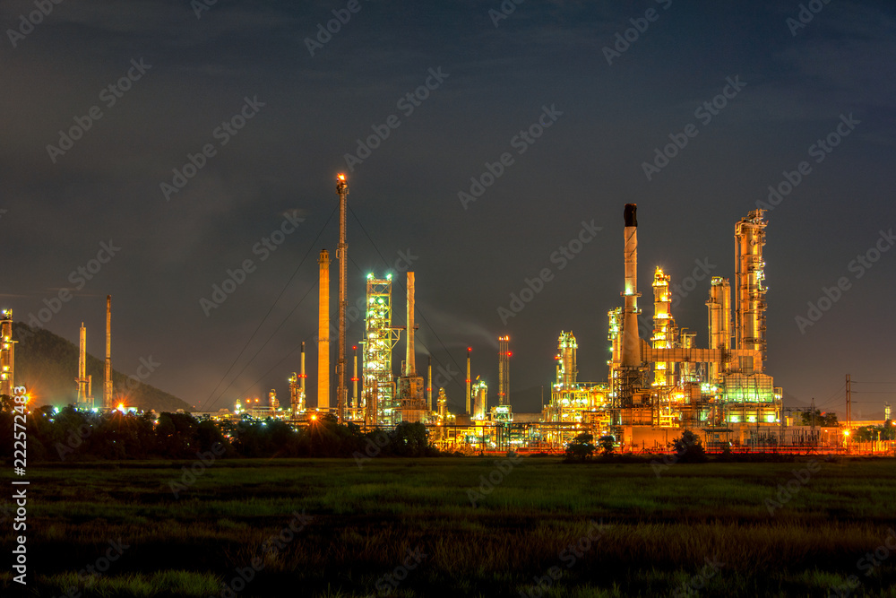 Oil refinery industry And Petrochemical plant at twilight