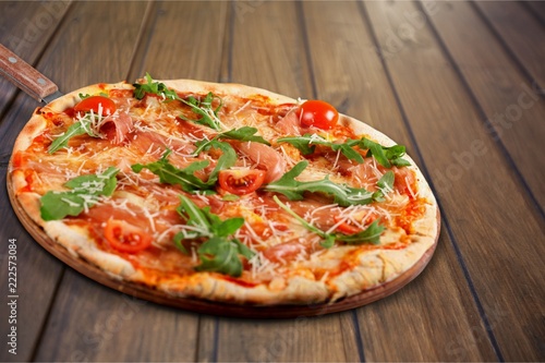 Pizza with Tomatoes, Cheese and Basil