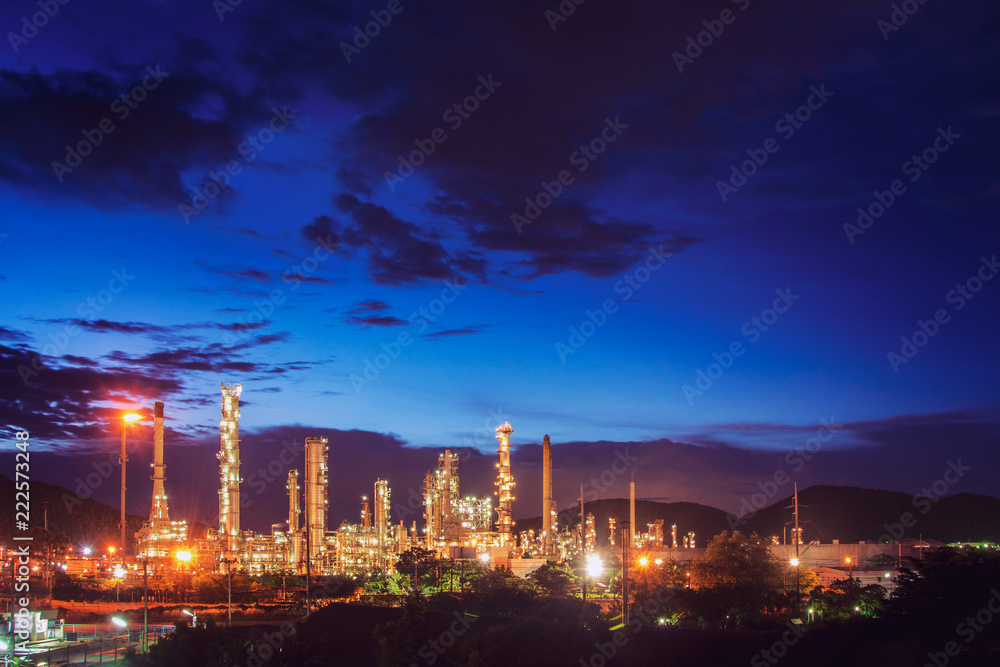 Oil refinery industry And Petrochemical plant at twilight