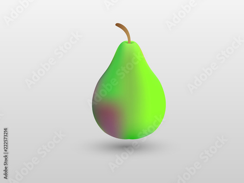 A sweet fresh green pear fruit with white background vector illustration