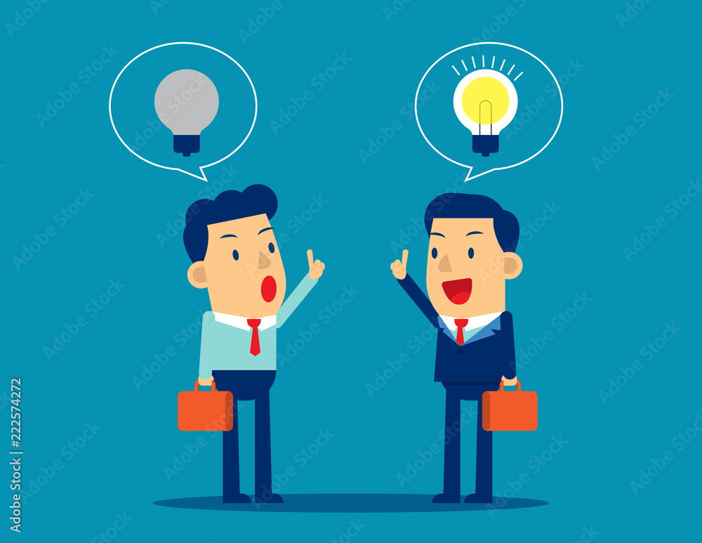 Difference of ideas between leaders and employee. Concept business vector illustration. Ideas, Bulb, Thinking, New and Old, Leadership. Difference of ideas between leaders and employee. Concept business vector illustration. Ideas, Bulb, Thinking, New and Old, Leadership.
