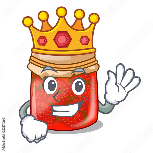 King strawberry jam glass isolated on cartoon