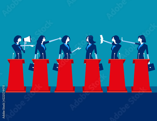 Politicians participating in political debate. Concept business team vector illustration, Teams, Debate, Meeting.