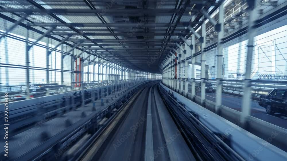 Time lapse of automatic train moving to tunnel in Tokyo, Japan. 4K Time lapse of automatic train moving to tunnel in Tokyo, Japan. 4K