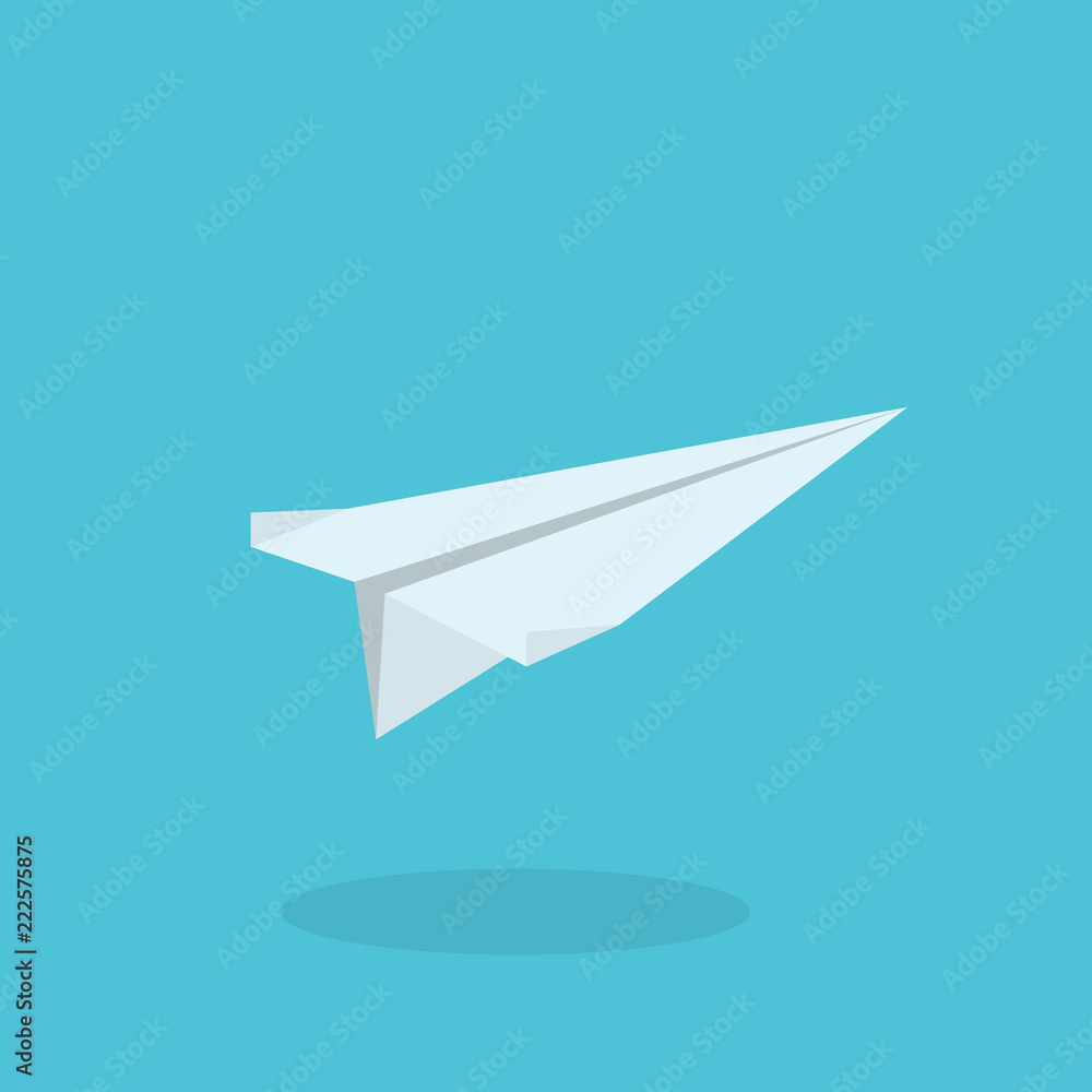 paper airplane on blue background-flat style icon paper airplane on blue background-flat style icon